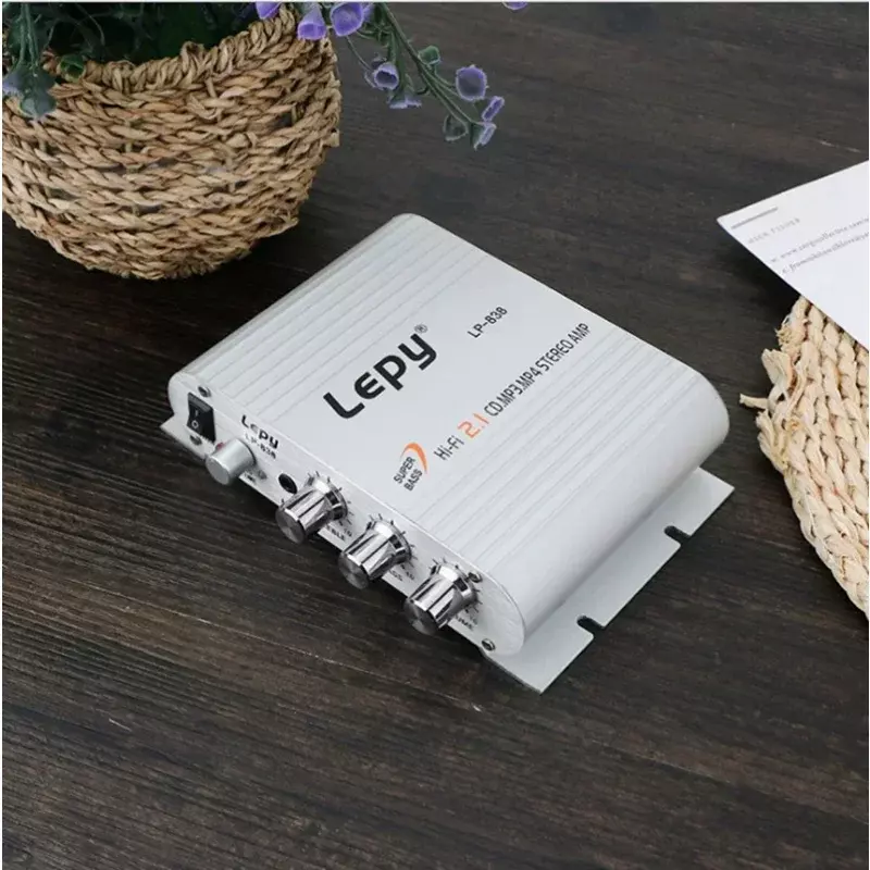 LEPY838 Mini Audio HiFi Bluetooth 5.0 Power Class D Amplifier Tpa3116 Digital Amp 50W*2 Home Audio Car Marine USB/AUX IN