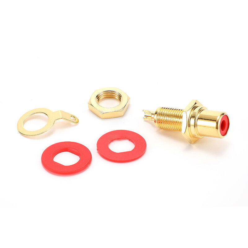 1PCS RCA YS367A Gold-plated Lotus Female Plug RCA Audio And Video Socket Fever Cable DVD AV Red/White Circle