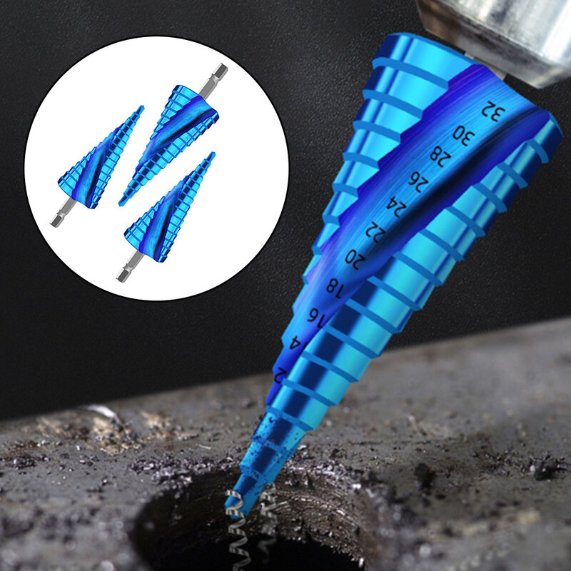 Nano Blauwe Step Boren Bit M35 Hss Kobalt 3-12 4-12 4-20 Spiraal Hex Schacht Boor Formetal Hout Gat Cutter Stap Kegelboor
