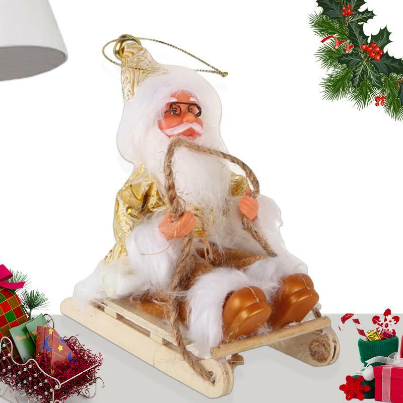Boneka Santa hiasan pohon Natal, ornamen gantung Natal, boneka Sinterklas, liontin mewah, dekorasi dan lucu