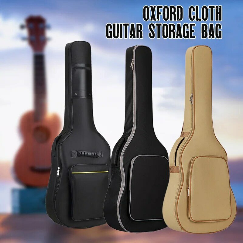 600D Oxford Fabric Waterproof Guitar Case Double Shoulders Padded Backpack 21-41in Guitar Bass Musical Instrument Carry Bag
