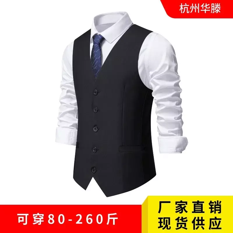 XX368Gray men's vest spring and autumn suit vest slim waistcoat British business vest professional groom's wear