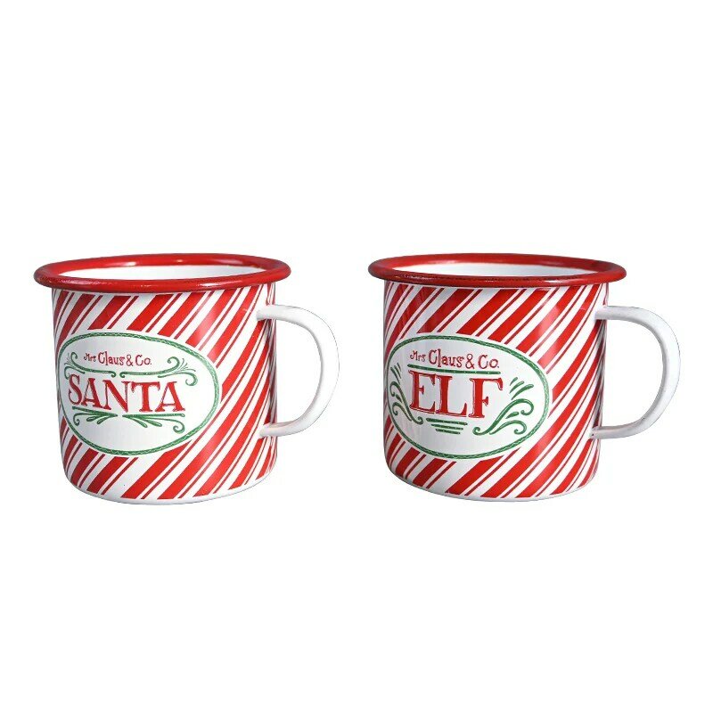 2 stücke Weihnachten Milch Becher Kreative Kaffee Tasse Weihnachten Geschenk Metall Material Mit Griff Outdoor Reise Tassen