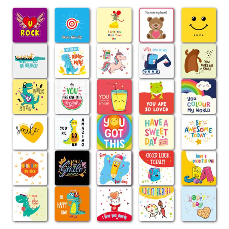 60 Pak Kotak Bento Anak-anak Catatan TK Anak-anak Lucu Bento Catatan Kreatif Anak Kotak Bento Kartu Lucu Dorongan Catatan Kartu