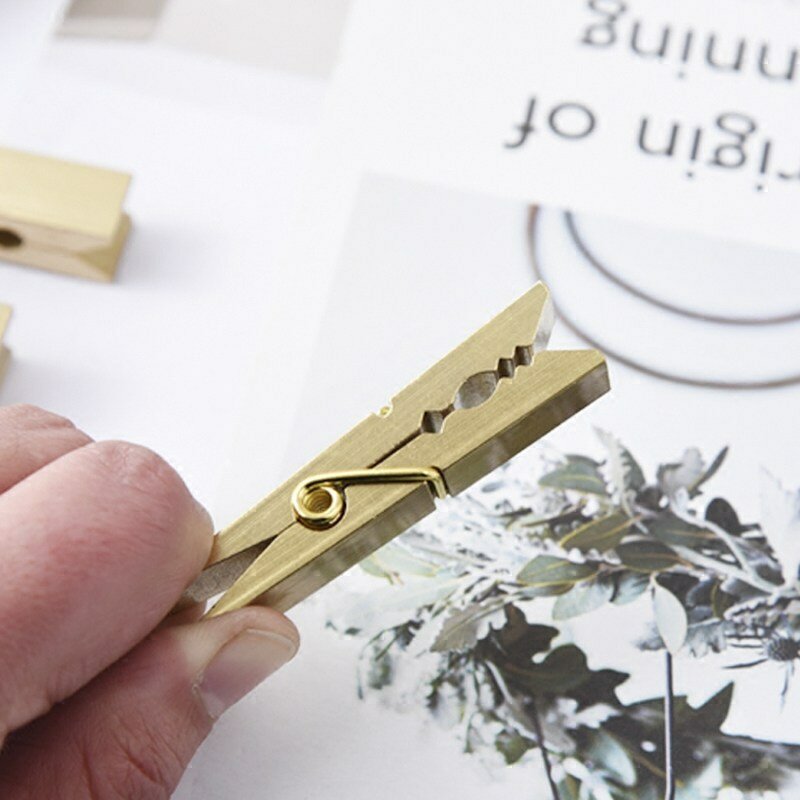 Clip dorado De Latón para Decoración De Oficina, Accesorios De papel De recepción De Metal, bonito