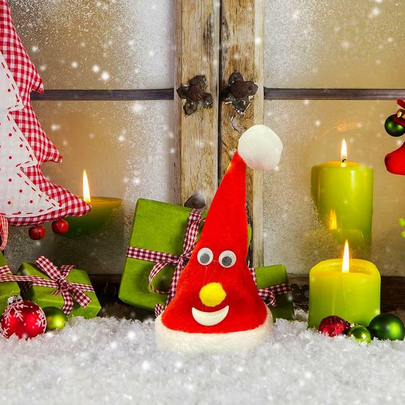 Topi bulu Santa tari Natal bergerak menari topi tambal sulam elektrik topi mewah dewasa hangat musim dingin