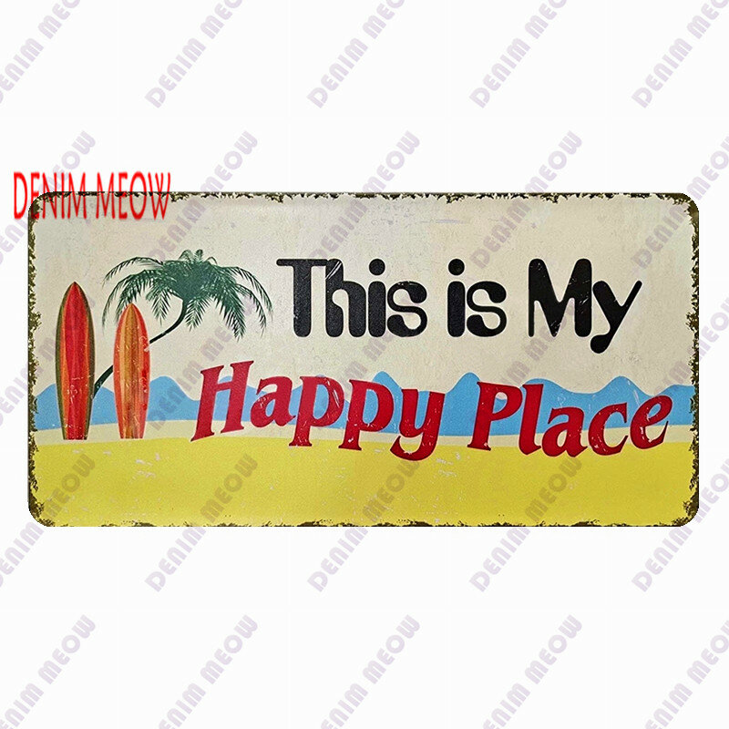 Vintage beach license plate, metal decoration plate, for the beach bar, pub, club, seaside, wall decoration, size 30x15cm, wy162