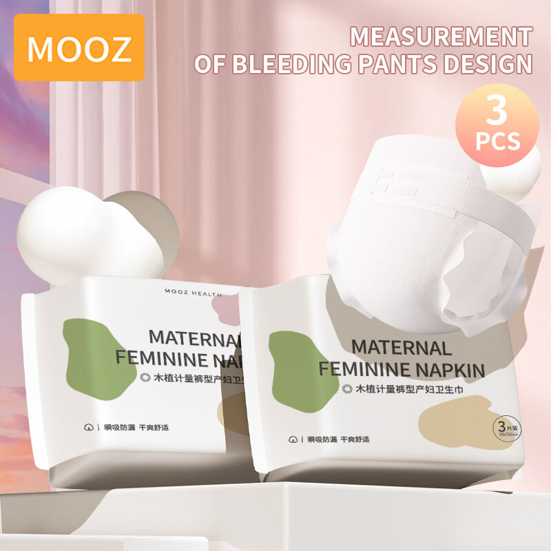 MOOZ-Toalhas sanitárias descartáveis para mulheres, almofadas de algodão, menstrual, absorvente, absorção de 24 horas, menstrual materna, 3pcs