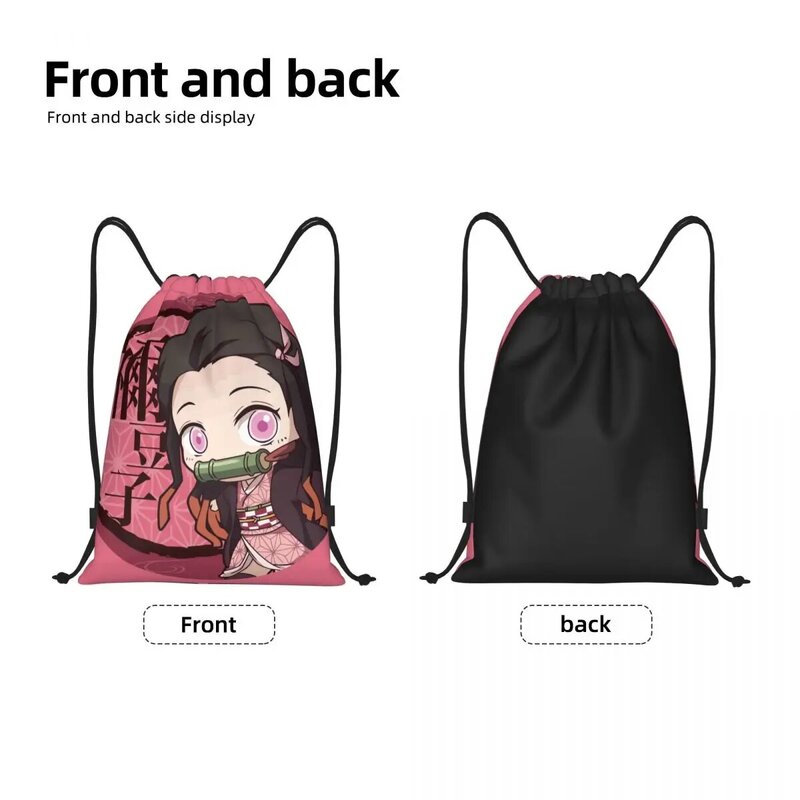 Kimetsu No Yaiba Nezuko-mochila con cordón para hombre y mujer, bolsa deportiva para gimnasio, Demon Slayer, Anime, Manga, Sackpack de entrenamiento