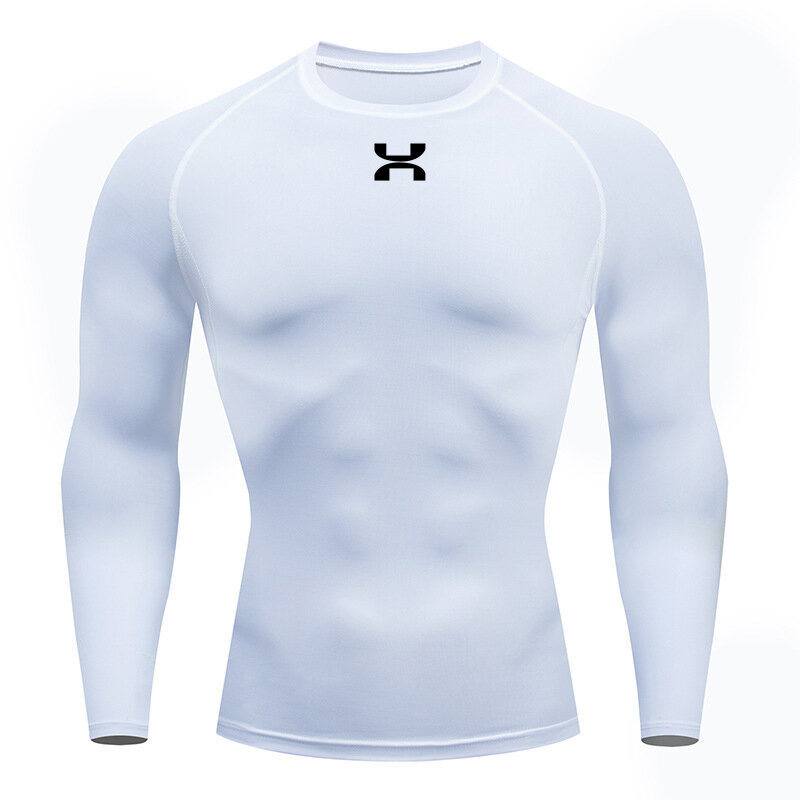 Спортивный топ быстросохнущая Мужская компрессионная рубашка с длинным рукавом вторая кожа для тренировок в тренажерном зале короткая футболка для фитнеса бега мужская одежда