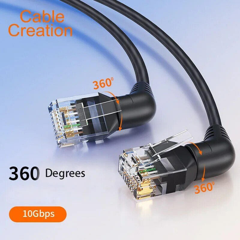 Kabel sieciowy CAT6A przewód obrotowy 360 stopni przewód obrotowy 10G czysta miedź RJ45 Broardband cienki rdzeń