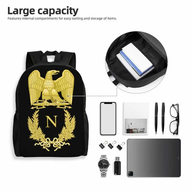 Mochila para homens e mulheres, mochila de impressão, mochila escolar, emblema do império águia, impermeável, France College