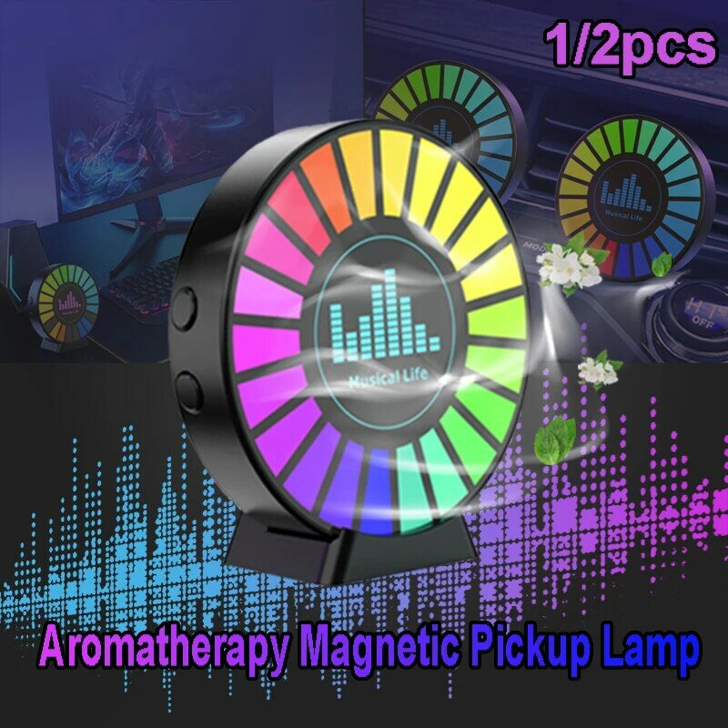 1/2pcs Aromatherapy Magnetic Pickup Lamp Colorful Ambient Air Fresher Round RGB Lights Rechargeable for Car Air Outlet or Room