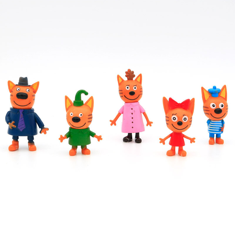 5 sztuk/worek 6-8cm rosyjska kreskówka Anime Kid-e-cats figurki tort figurka dekoracje do pieczenia trzy małe kociąt Model zabawki dla dzieci