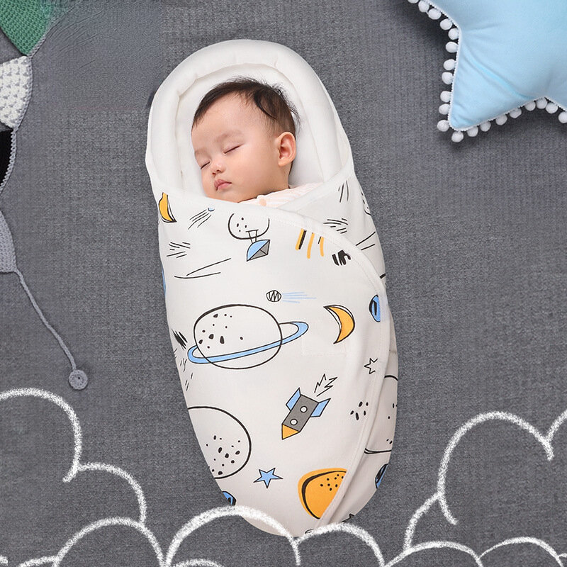 Tas selimut bayi Anti guncangan, baru dapat disesuaikan lapisan ganda syal bayi katun murni empat musim tas tidur perlengkapan hadiah bayi