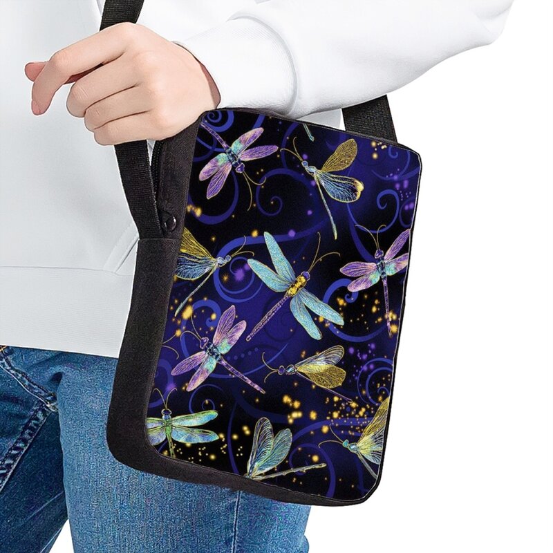 Jackherelook Dragonfly Pattern Print Messenger Bag Teenagers Boys Girls Crossbody Bags Fashion Leisure Travel Bag Practical