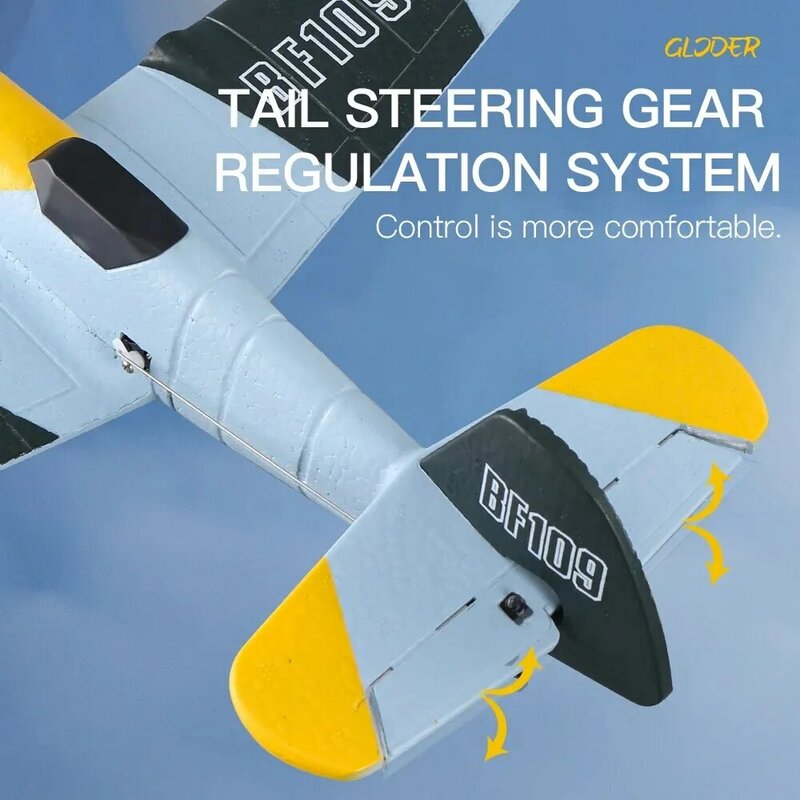 야외 RTF RC Warbird 비행기 장난감 선물, BF109 RC 비행기, 2.4G 3CH EPP 폼 리모컨 전투기, 고정 날개 길이 글라이더