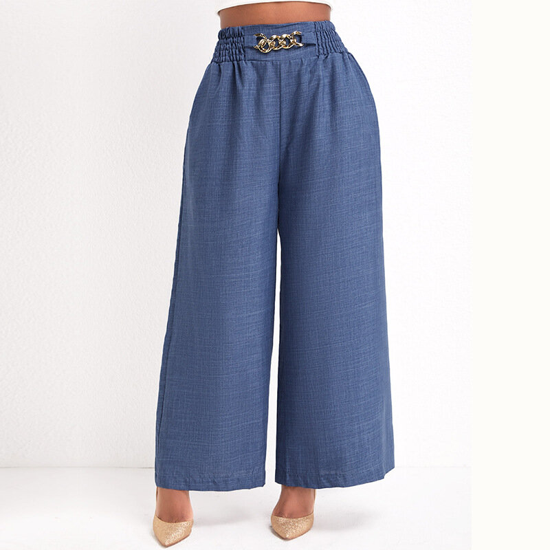 Calça jeans de cintura alta feminina, calça casual de pernas largas, roupas de transporte urbano, moda simples, coreano Idiomas