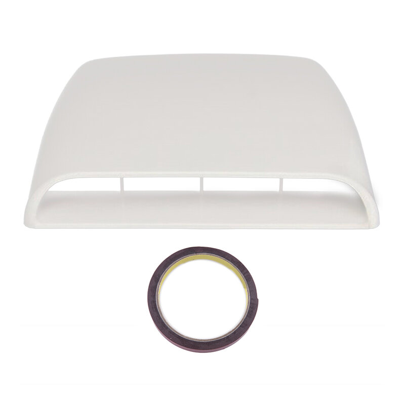 Universal Car Air Flow Intake Hood Scoop Vent Bonnet Decorative Cover Moulding Decal Decor Trim Accessories White ABS Plastic
