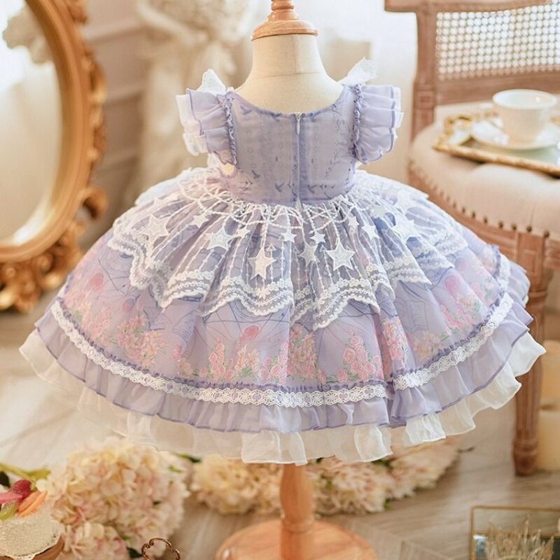 2024 nowa słodka letnia sukienka dla dziewczynek urocza i stylowa sukienka Lolita dla dziewczynek księżniczka sukienka na letnie imprezy