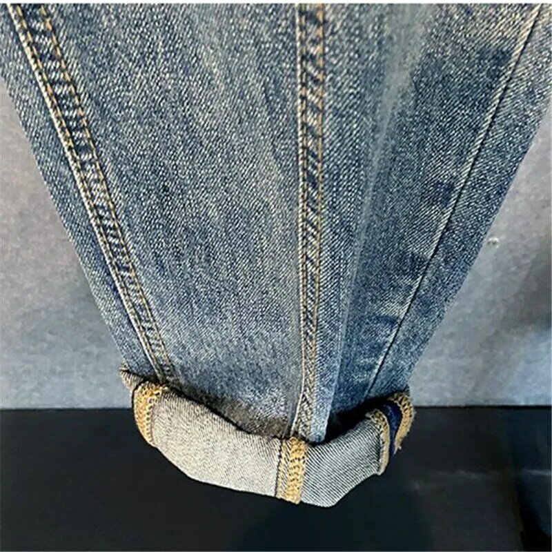 Autumn New American Denim Harem Pants Male Clothes Simple Casual Splice Mens Vintage Jeans Summer Loose Trousers Ropa Hombre
