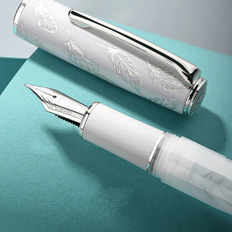 Novo Hongdian N8 Fountain Pen Pena Branca High-End Exquisite EF F nibs Estudante Negócios Escritório Literatura escrita Caneta de Tinta Presentes
