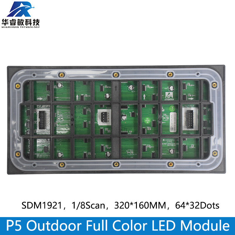 Tela LED colorida para TV ao ar livre, SMD, HD, P5, 320mm * 160mm, painel de dígitos, 64*32