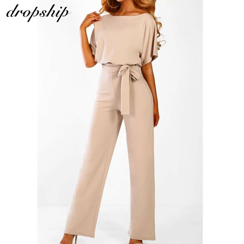 Dropship combinaison barboteuses femmes salopette femmes combinaisons 2019 Streetwear grande taille barboteuse printemps été à lacets à manches courtes