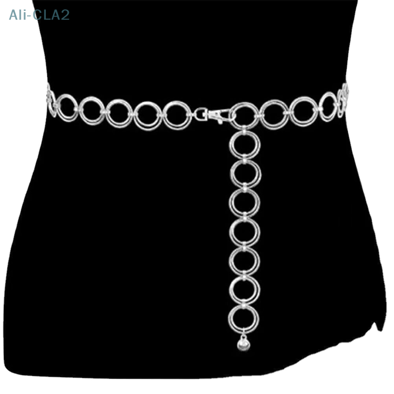 Cadena de cintura de estilo Hip Hop para mujer, anillo de cadena de cintura ajustable, cinturón de moda para mujer