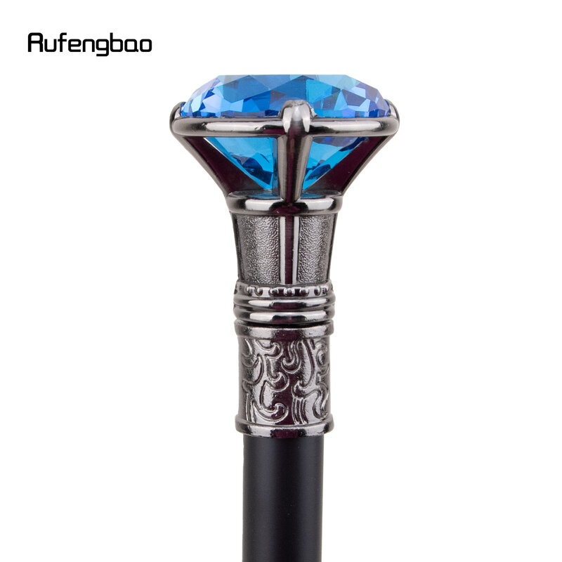 Bastón de plata Tipo Diamante Azul para caminar, bastón decorativo de moda, caballero elegante, perilla de bastón de Cosplay, Crosier 93cm