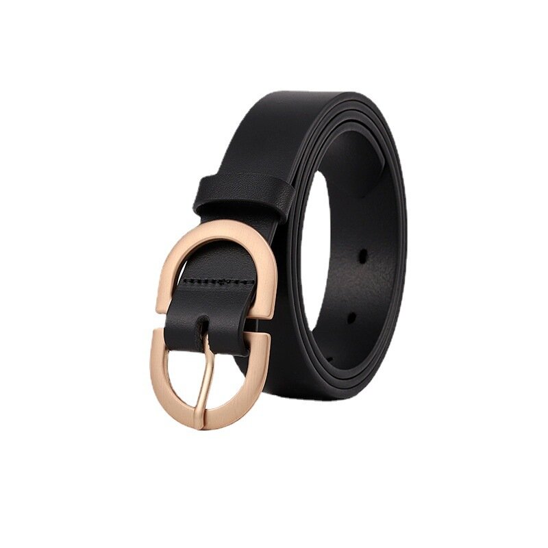 Cinturón de cuero genuino con hebilla redonda para mujer, cinturón de moda, personalizado, informal y versátil