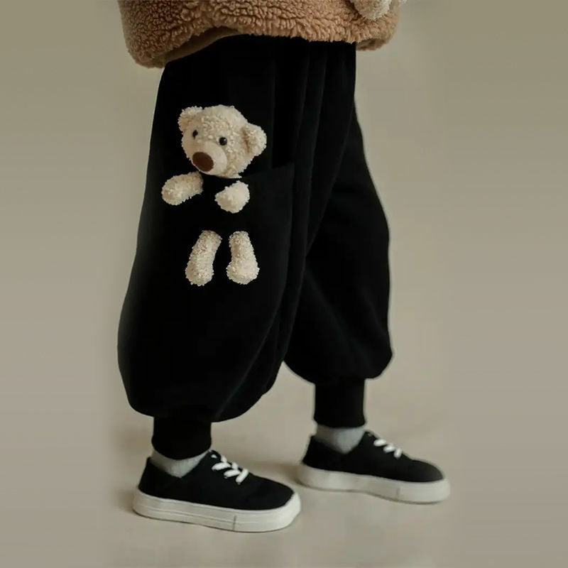Children's Clothing Pants Autumn and Winter Children Outer Wear Sweatpants and Girls Padded Fleece Trousers Baby One Sweat Pants