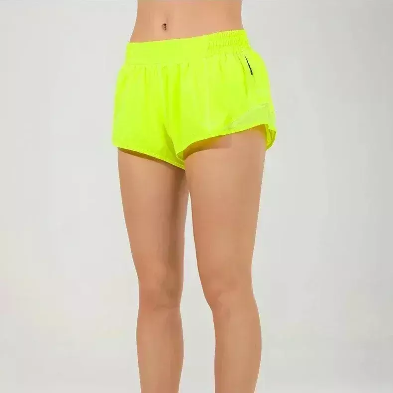 Shorts curtos de limão-cintura alta forrado, cordão leve que drava o suor, tênis de corrida e Yoga Shorts, forro embutido, cobertura extra, ofertas