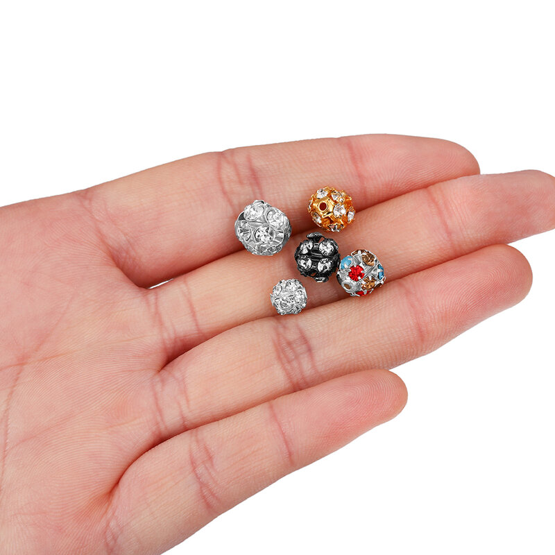 Cuentas espaciadoras de diamantes de imitación, bolas de cristal de 30 piezas, cuentas sueltas para fabricación de joyas, manualidades, 6, 8 y 10mm