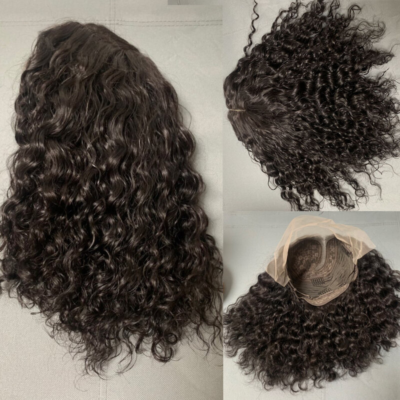 Bob Lace Pruik Zwart Krullend Voor Vrouwen Diep Water Krullend Wave Menselijk Haar Pruiken 100% Remy Natural Hair Korte Kant frontale T Deel Pruik
