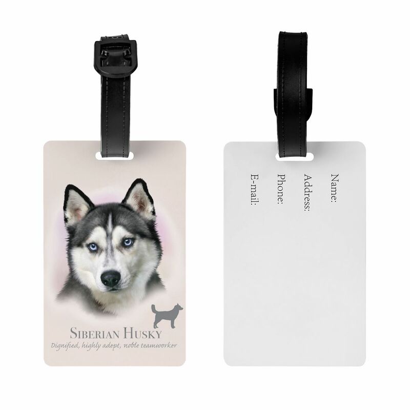 Etichetta per bagagli Husky siberiano personalizzata etichetta identificativa per la copertura della Privacy della valigia della borsa da viaggio per cani da compagnia