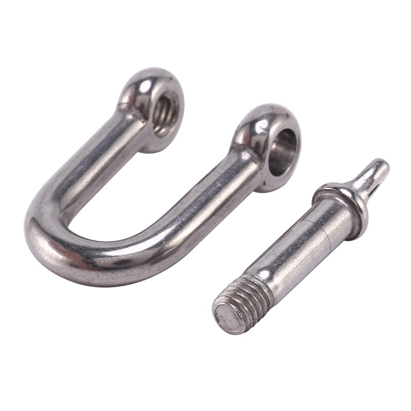 4Pcs M6x38mm Straight D-Shackle, Short, Stainless Steel AISI 316