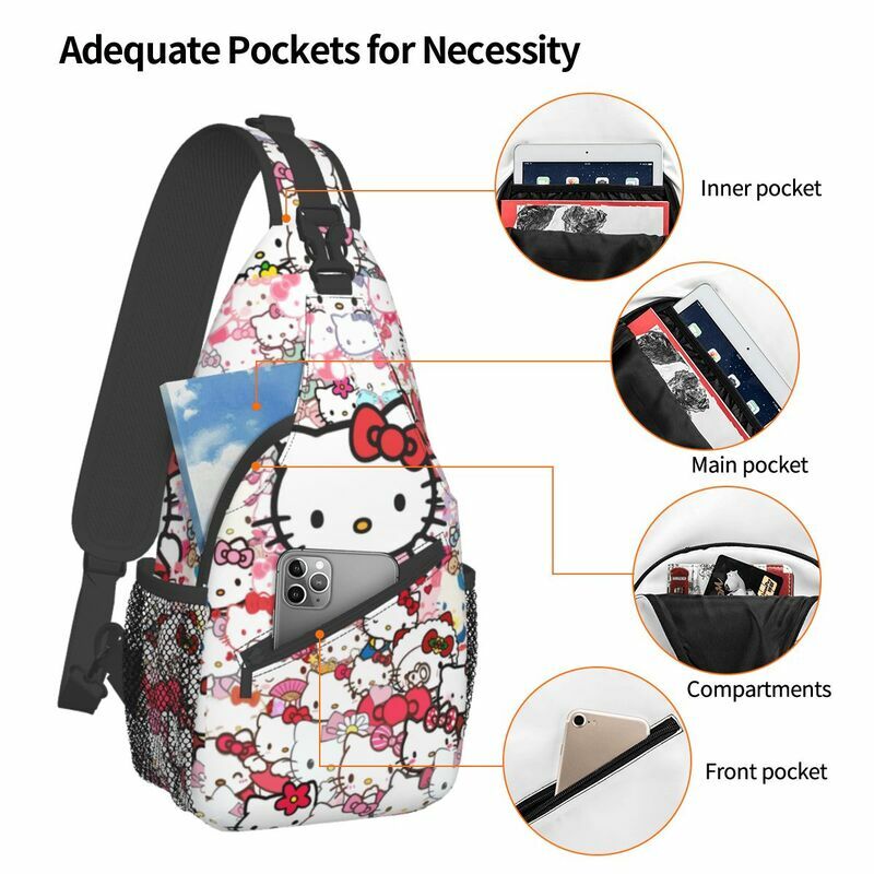 Рюкзак-слинг через плечо Hello Kitty Sanrio, Мужская нагрудная сумка через плечо на заказ для Путешествий, Походов, рюкзак