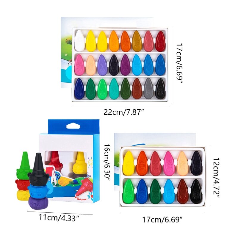 أقلام تلوين ملونة للأصابع، سطح سومث قابل للغسل، مضاد للكسر، يوصى به للأعمار من 3 سنوات فما فوق
