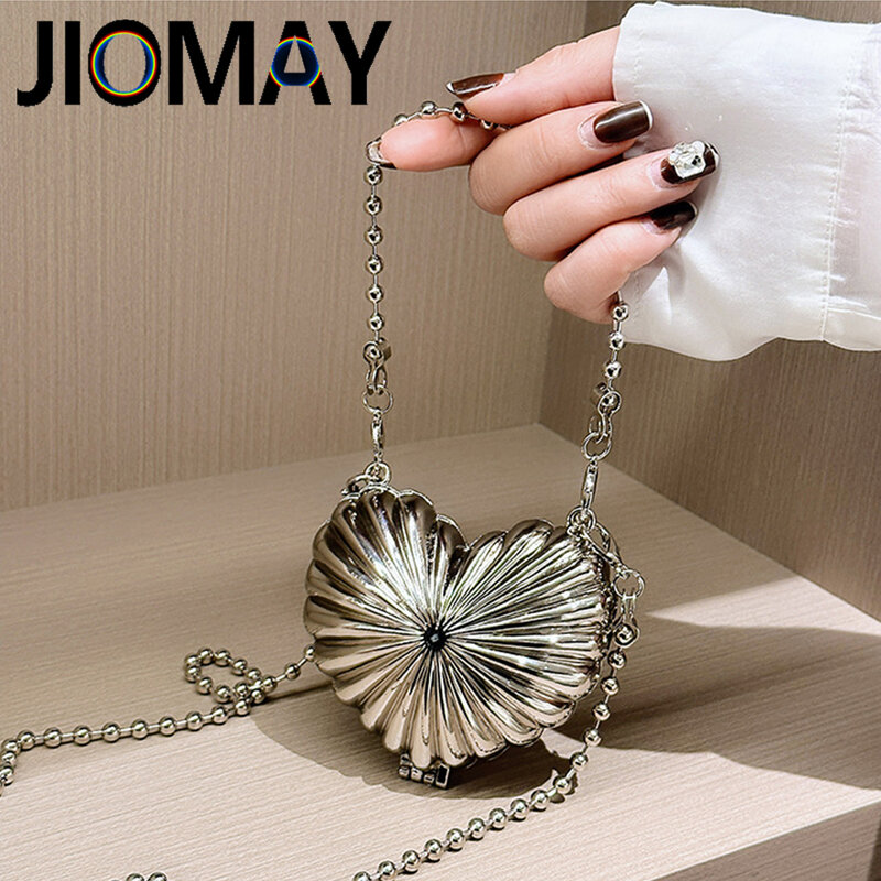 JIOMAY Lightweight Heart Purse Designer Luxury Bag Mini Crossbody Bag Exquisite Casual Party Evening Bag Gold Purse