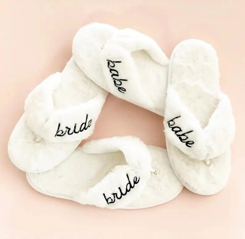 Wedding Slippers Bride Slipper Bridal Shower Gift Cute Bride to Be Gifts Wedding Gift for Bride Getting Ready Honeymoon Gifts