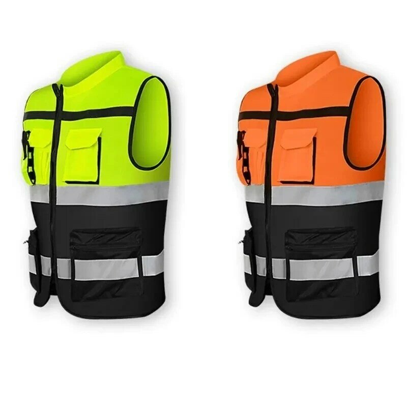 High Visibility Reflective Clothing Construction Workers Traffic Safety Night Inspection Multi-Pocket Safety Work Clothes