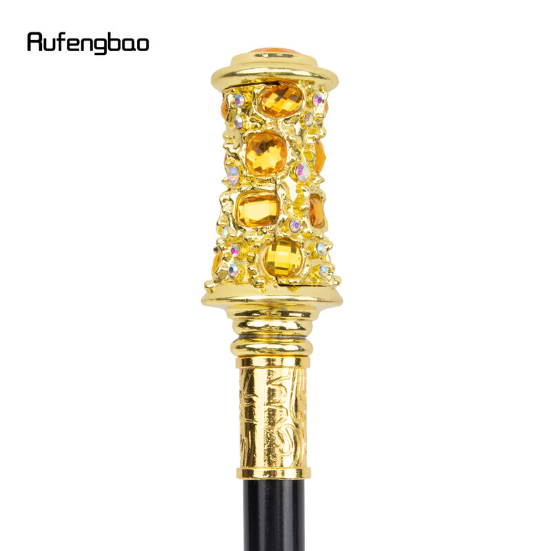Golden Artificial Diamond Walking Cane Fashion Decorative Walking Stick Gentleman Elegant Cosplay Cane Knob Crosier 92cm
