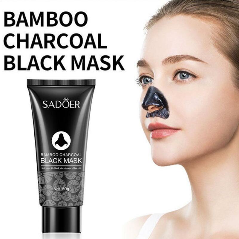 Masker Wajah Anti Jerawat 60G, penghilang bintik hitam, masker wajah Anti Jerawat, titik arang bambu, masker hidung kesehatan kecantikan kulit wajah