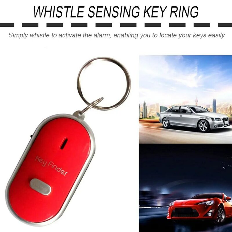 LED Whistle Key Finder Flashing Beeping Sound Control Alarm Anti-Lost Key Locator Finder Tracker with Key Ring Mini Keychain