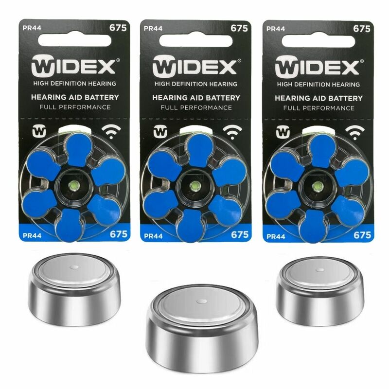 Kotak alat bantu dengar Widex baterai ukuran 675 A675 675A Blue PR44 Zinc Air (60 sel baterai)