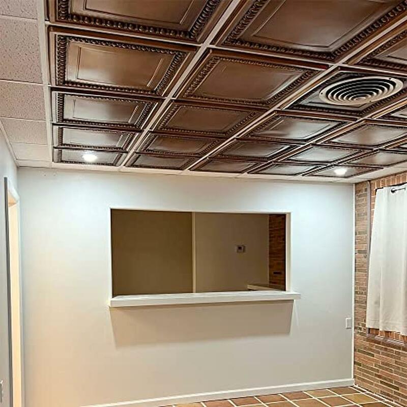 Cambridge PVC Tile Tile Covers, Lay-In ou Glue-up, cobre envelhecido, leve fácil instalação Tin, fácil instalação, 10 Pack, 2 pés x 2 pés
