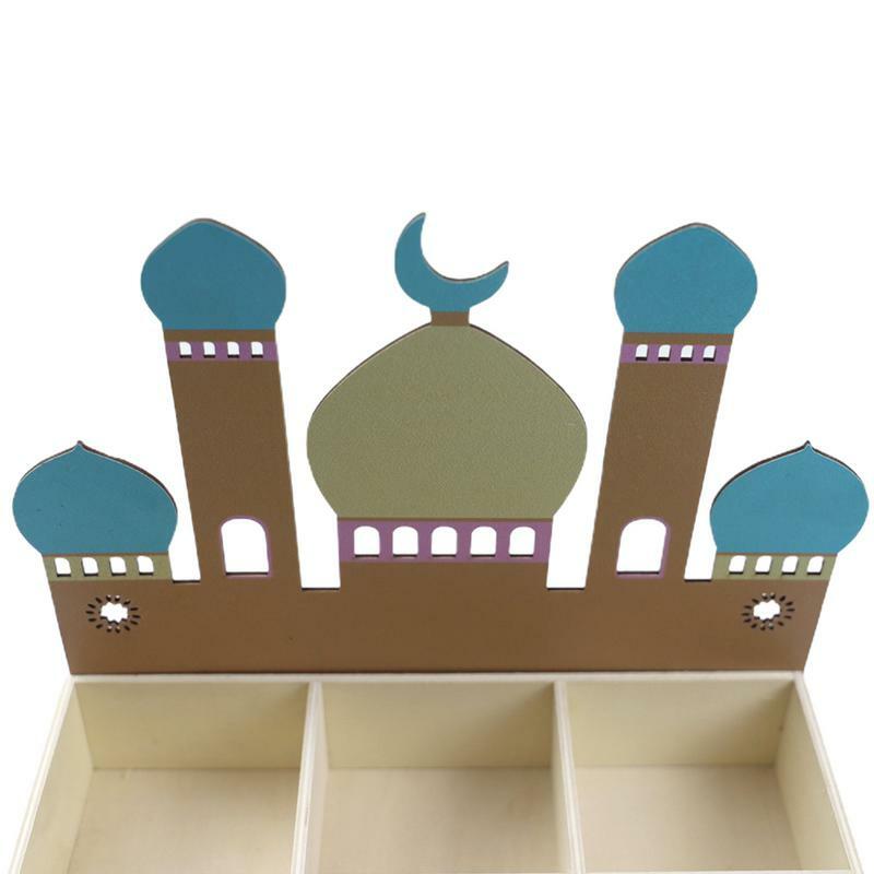 Drewniana taca deserowa Eid deserowa do przechowywania owoców stołowa 9-siatkowa dekoracja do sztuka i rzemiosło domowej Eid dekoracje na prezenty jedzenie