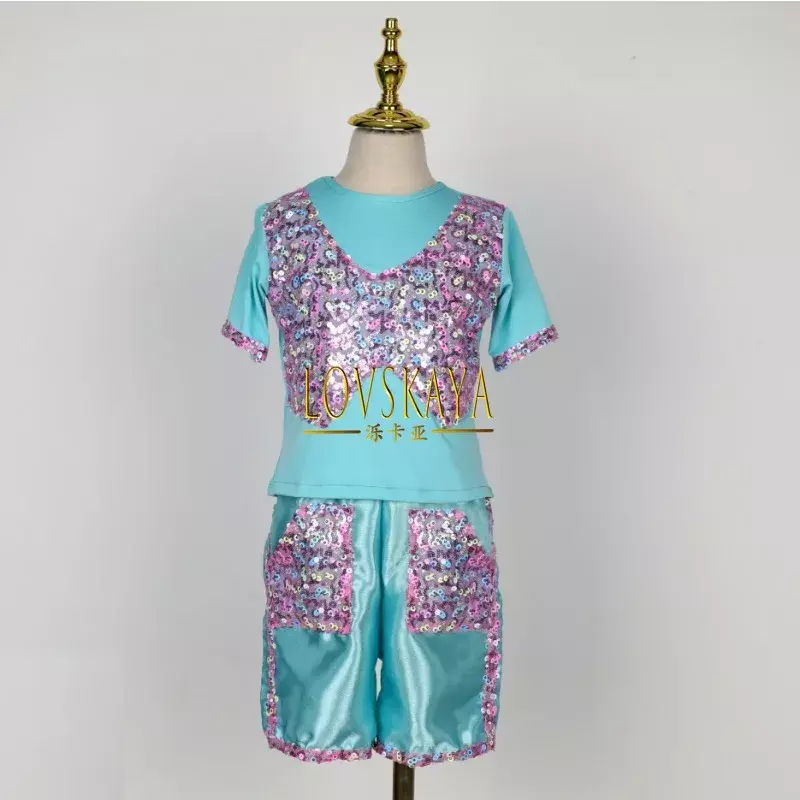 New fluffy skirt performance suit girl sequin dance performance suit princess skirt dance suit