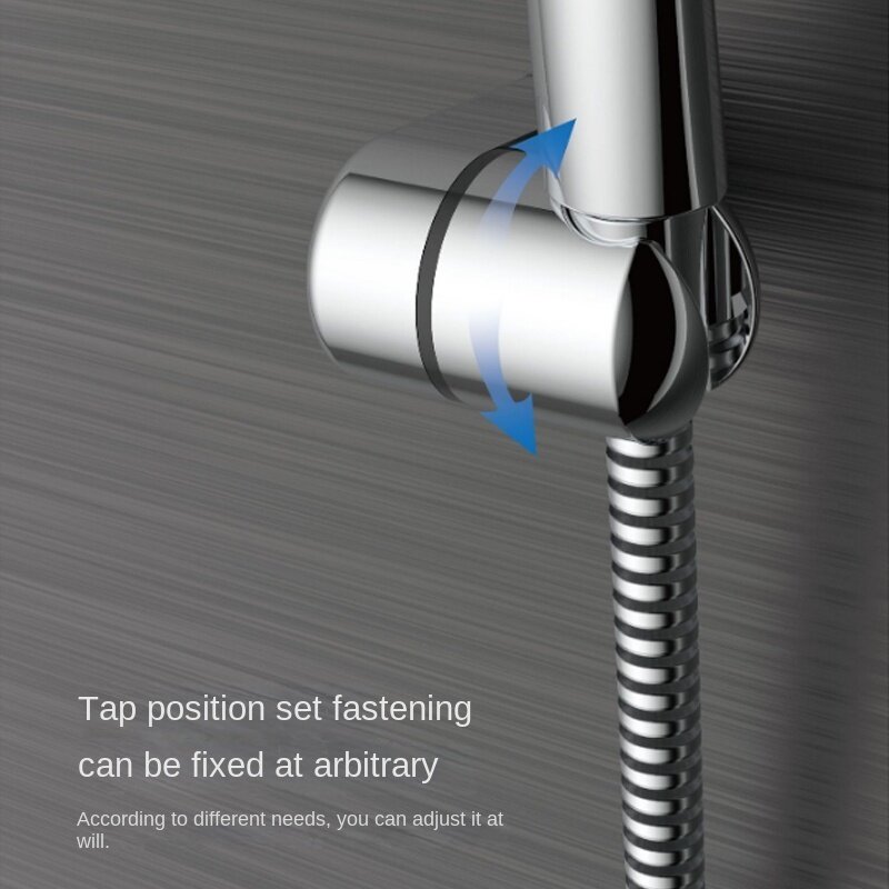 No Punching Hand Shower Head Holder Universal Adjustable Full Plating Shower Rail Head Holder Bathroom Bracket Stable Rotation